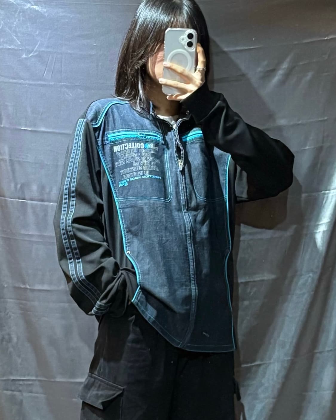 XL EXR 투포켓 레이싱 블루 블랙 데님자켓 상품이미지1