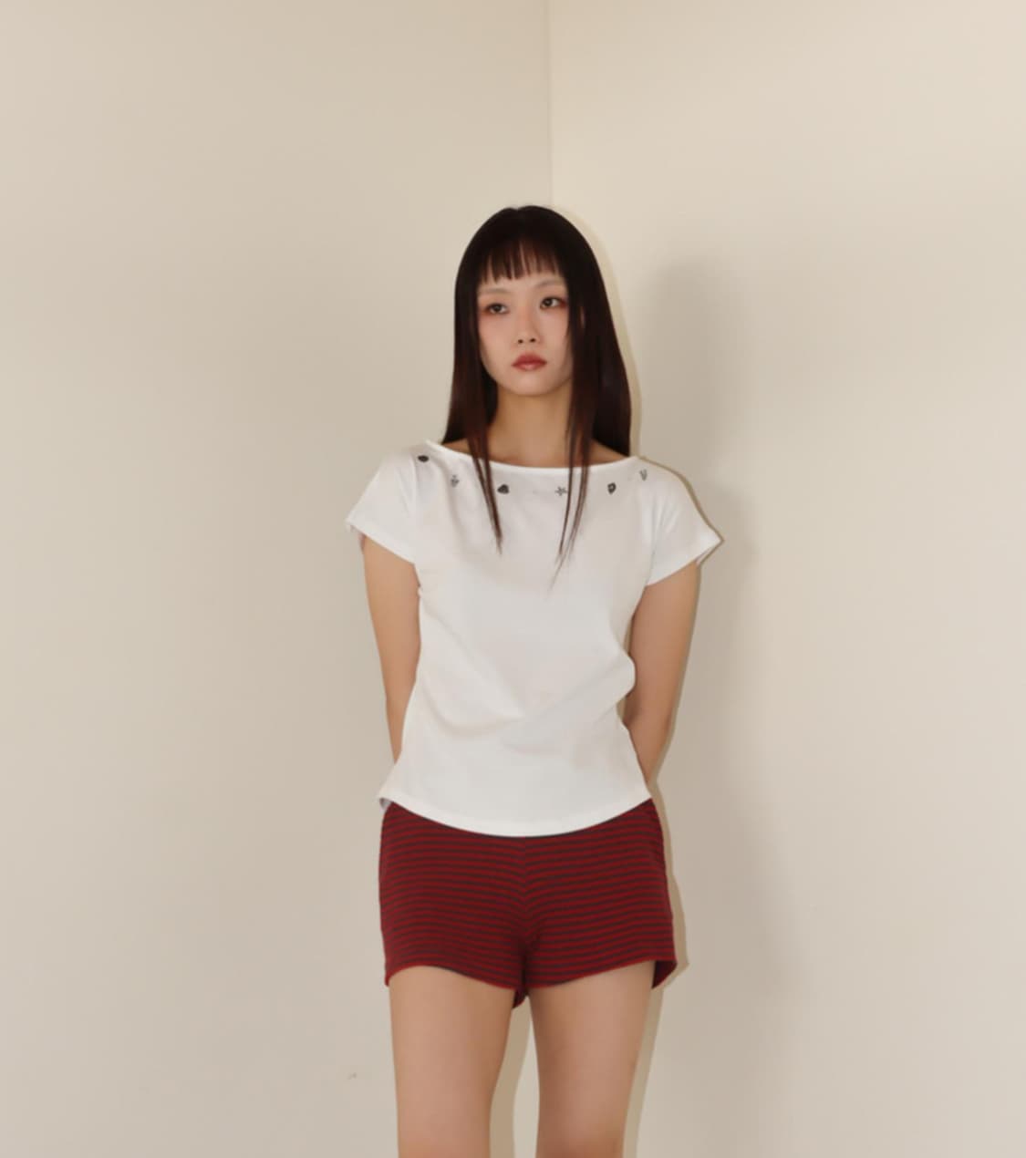 온스카 쉘 캡 슬리브 반팔티셔츠 화이트 상품이미지4