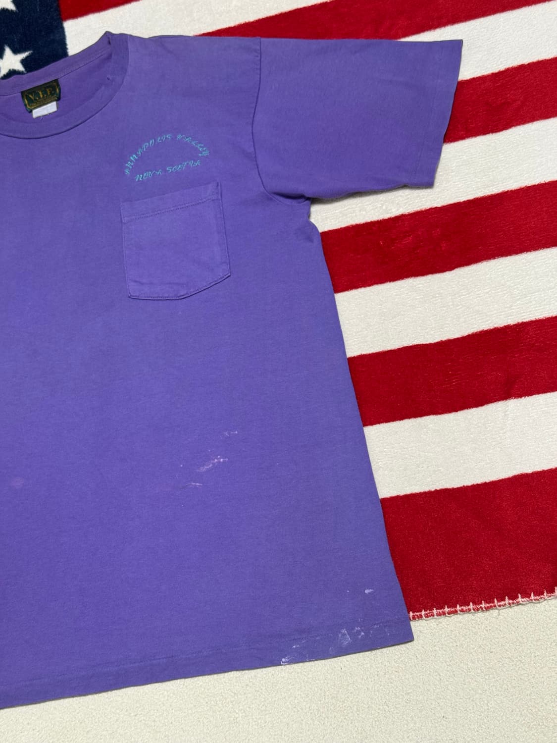 90s 빈티지 포켓티 퍼플 무지 티셔츠 Vintage T-Shirt 상품이미지6