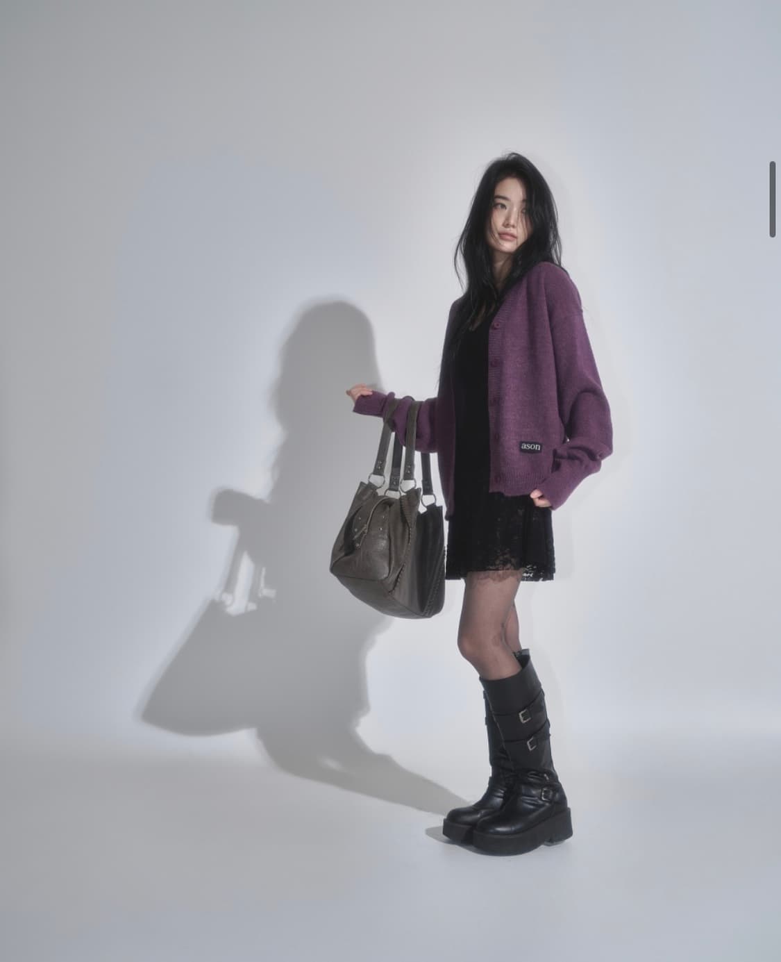 애즈온 하퍼 가디건 happer cardigan 퍼플 상품이미지4
