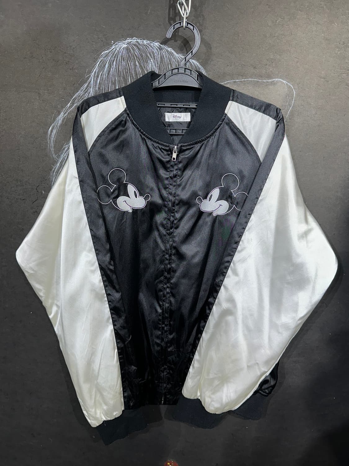 일본빈티지 디즈니 블랙 미키마우스 자수 스카잔 L  상품이미지5