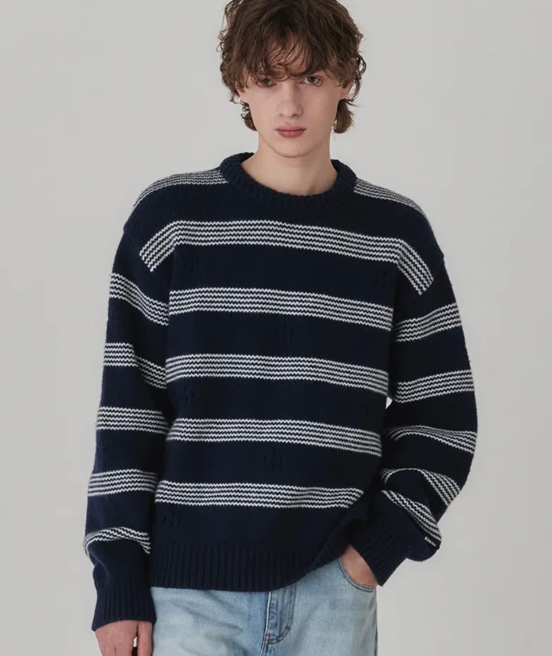 [M] 키네토 브리즈 스트라이프 울 스웨터 네이비 Kineto 상품이미지1
