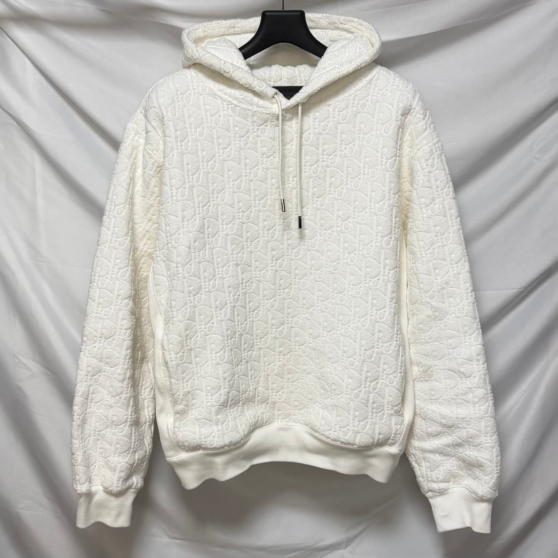 [S급/L] 디올 오블리크 코튼 테리 후드티 화이트 상품이미지1