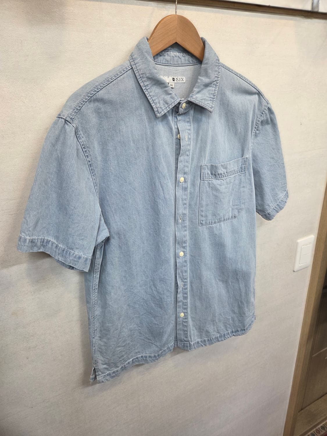 닉스 옆트임 데님셔츠 반팔 m 상품이미지6