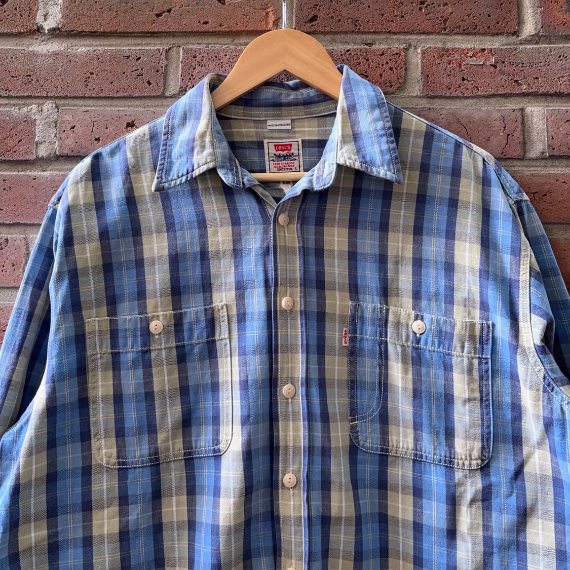 90s 리바이스 Levi’s 체크 워크 셔츠 (홍콩 생산) 상품이미지2