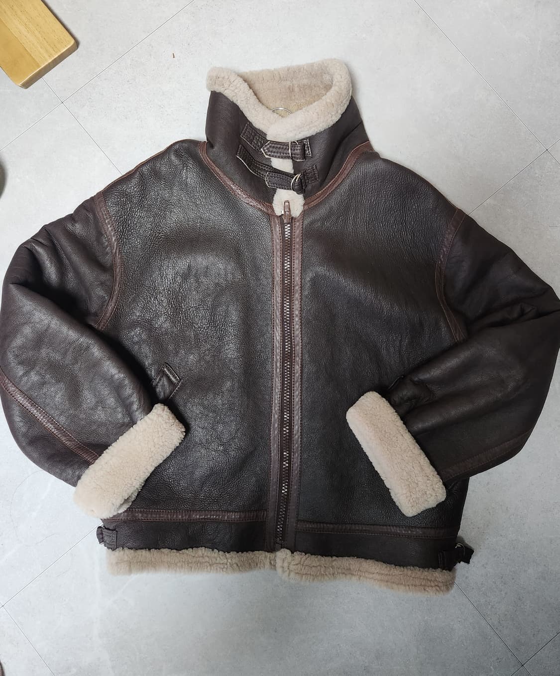 B-3  100%양가죽 양모 무스탕 자켓 115-120 xxxl 상품이미지1