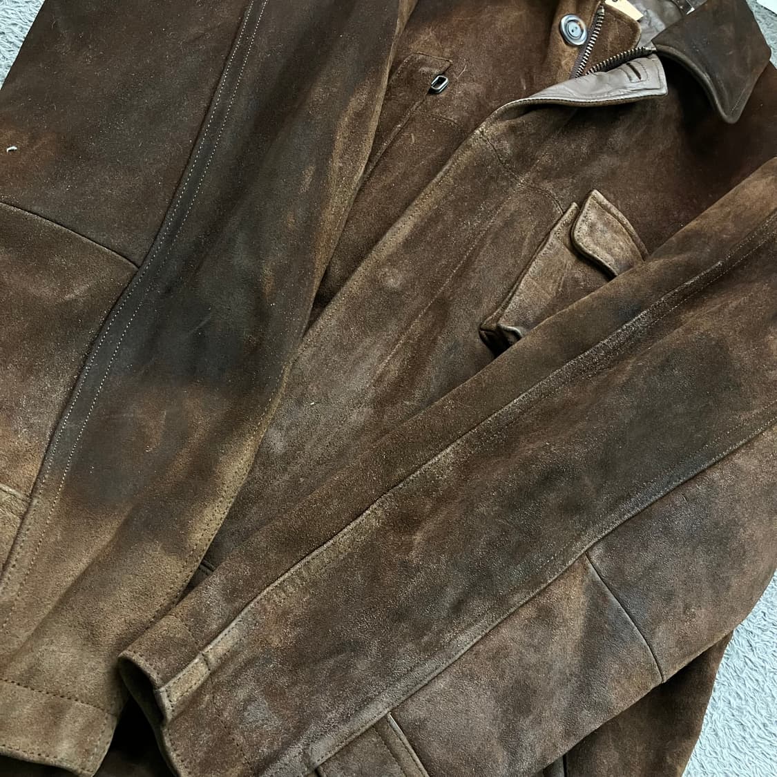 NAB 브라운 소가죽 스웨이드 하프 코트 L 상품이미지5