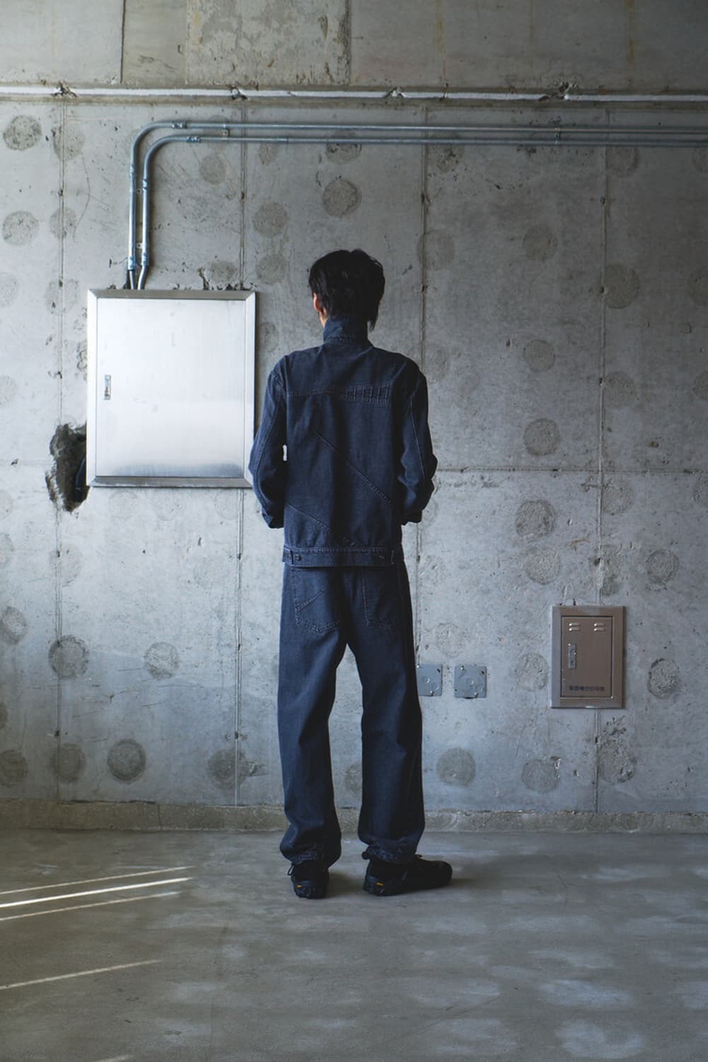 일류 Misaligned denim jacket Washed black 상품이미지6