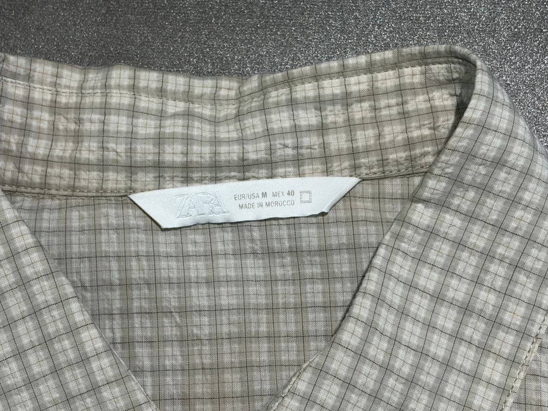 자라 텍스트 프린트 반팔 체크셔츠 상품이미지3