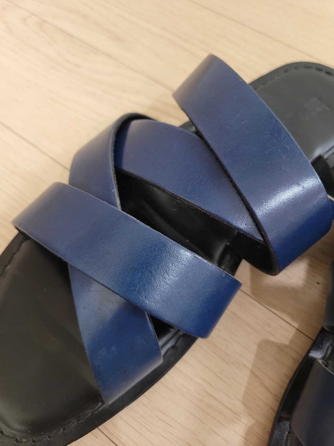 엘칸토 Elcanto 남자 가죽스트랩 슬리퍼 275 네이비 상품이미지7