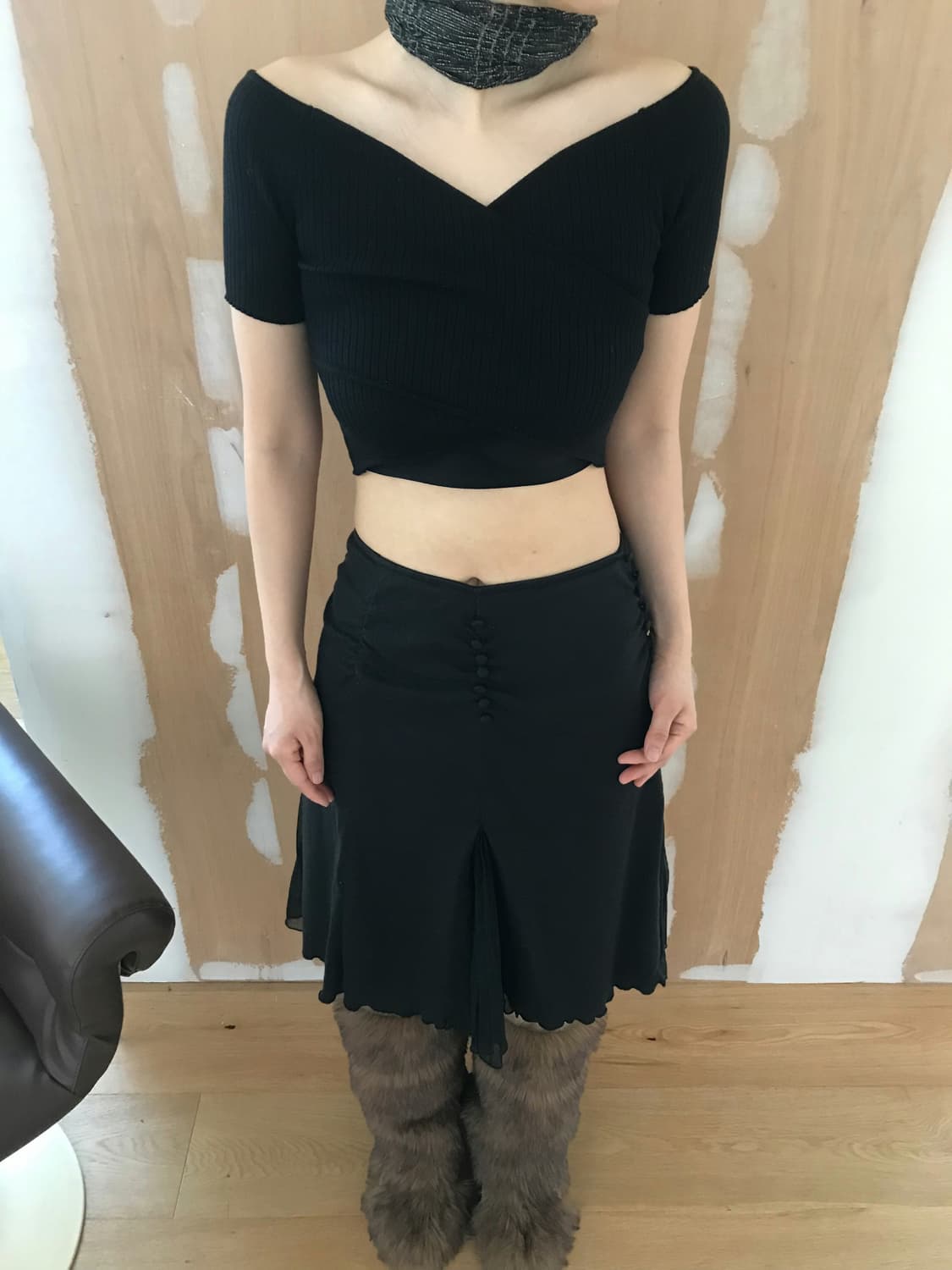 vintage black crop top 상품이미지5