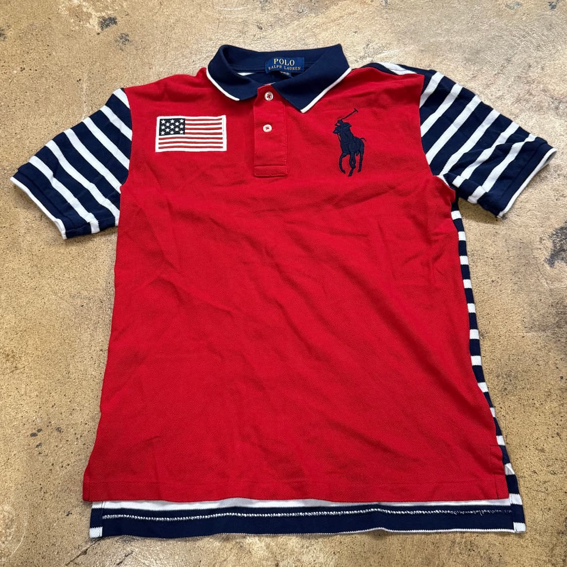 폴로 랄프로렌 USA 빅포니 배색 카라 반팔 티 상품이미지2