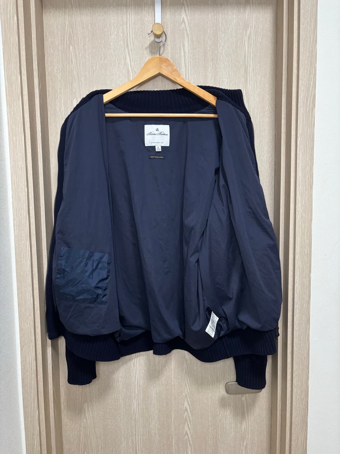 23FW)브룩스브라더스 케이블 방풍 울니트집업XL/105~110/네이비 상품이미지3