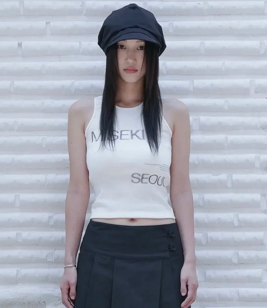미세키서울 민소매 티셔츠Logo crop sleeveless white 상품이미지1