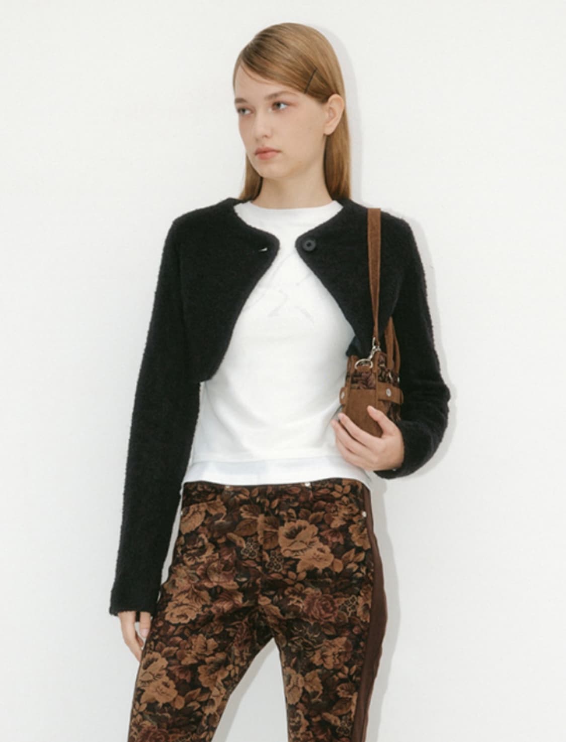 YUSE 유즈 메쉬 레이어드 앙고라 긴팔 상의 아이보리 화이트 흰색 이너 상품이미지3