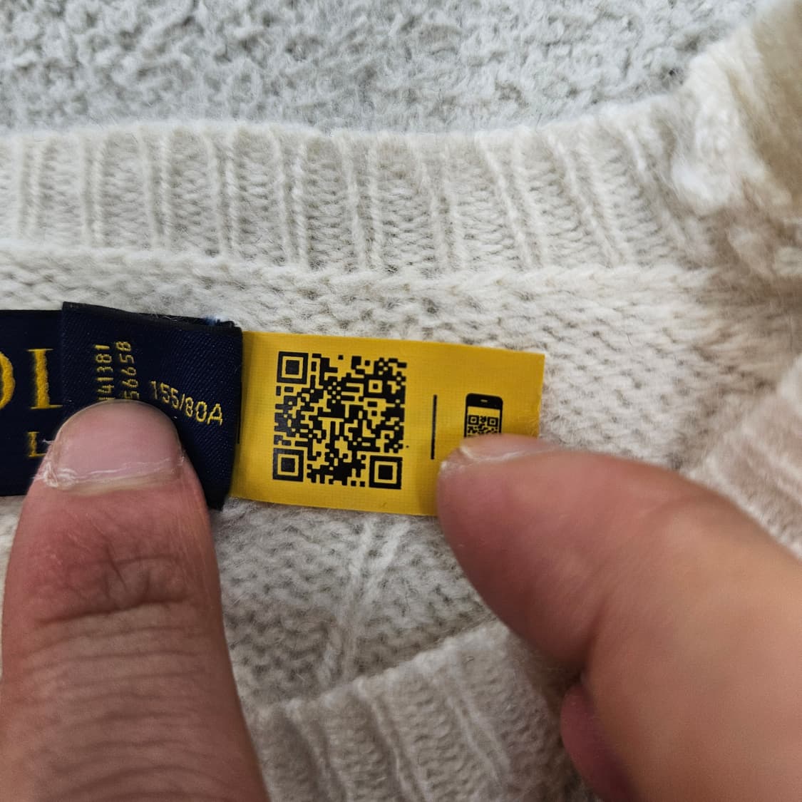 폴로 랄프 로렌 울 캐시미어 케이블 니트 XS 아이보리 상품이미지3