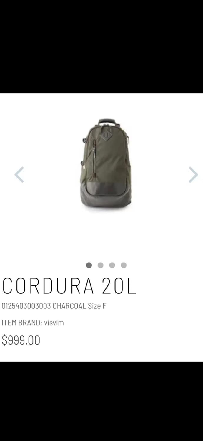 Visvim 코듀라 20L 백팩 차콜 비즈빔 상품이미지3