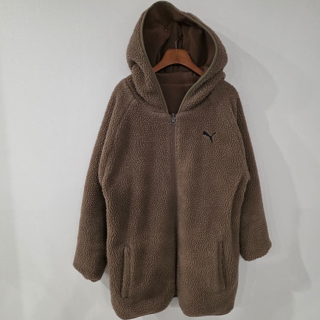 푸마 리버시블 플리스 후드 자켓 XL 브라운 상품이미지5