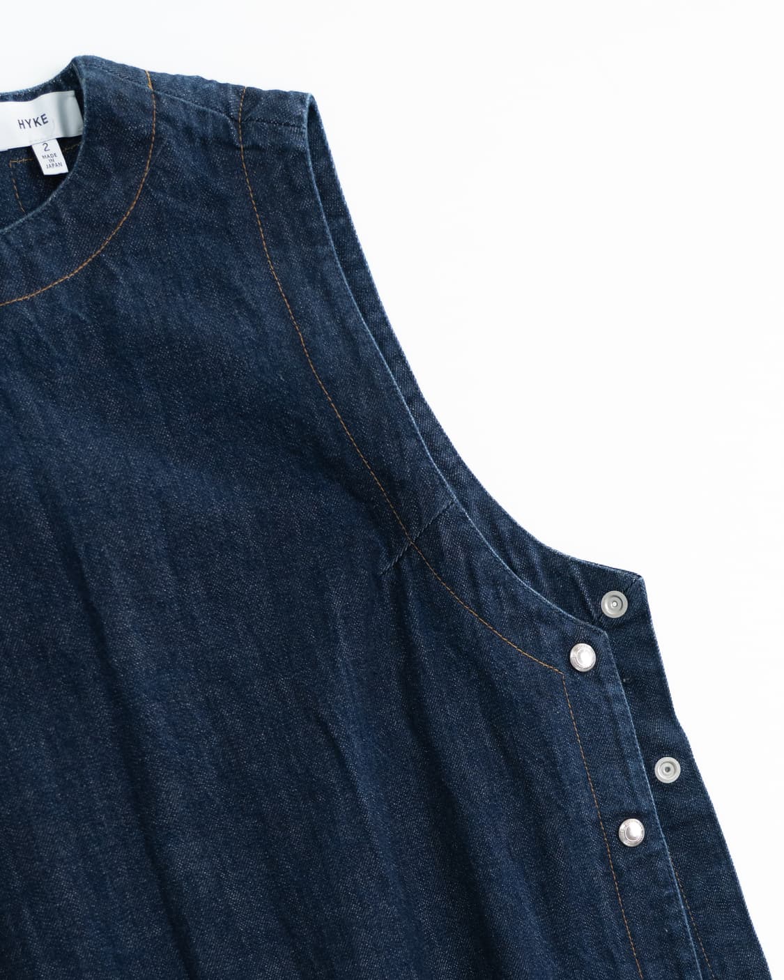 [HYKE] 하이크 사이드 스냅 데님 롱 베스트 상품이미지3