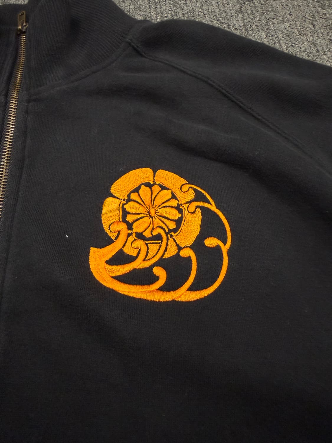 OS) 카라쿠리 타마시 빈티지 오리엔탈 잉어 자수 코튼 집업 상품이미지5