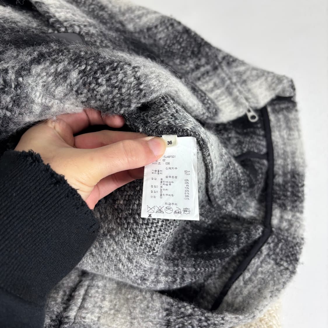36 이자벨마랑 에뚜왈 체크 투웨이 알파카 니트집업 자켓 상품이미지5