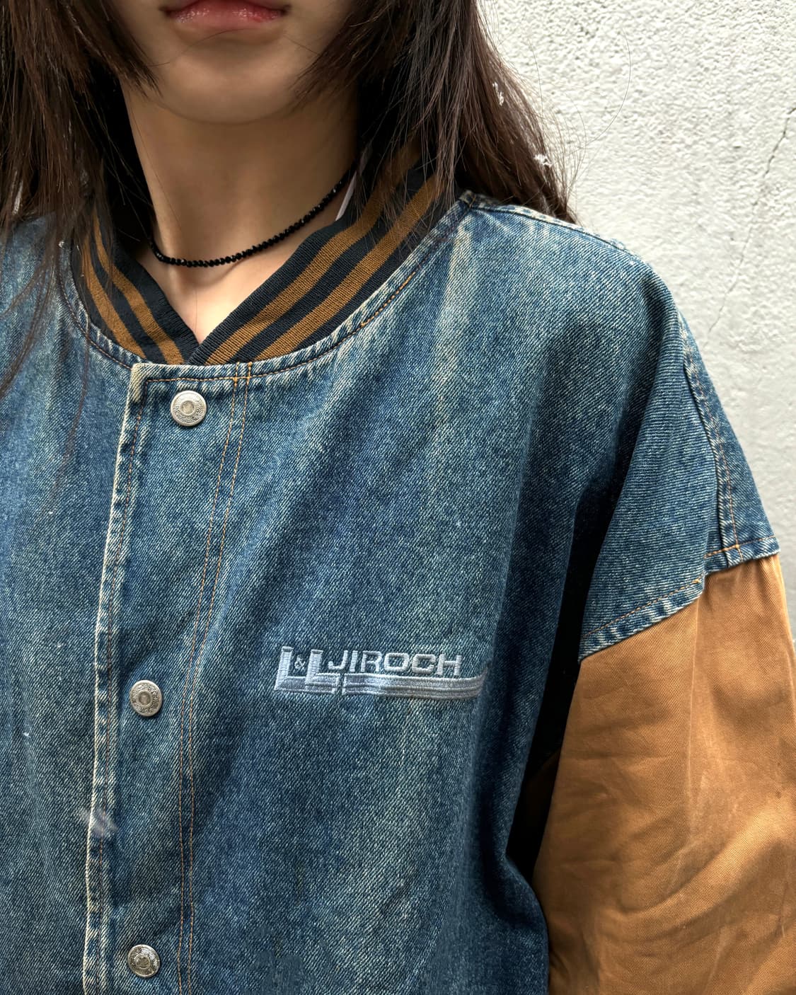 90s old vintage denim varsity jacket 상품이미지4