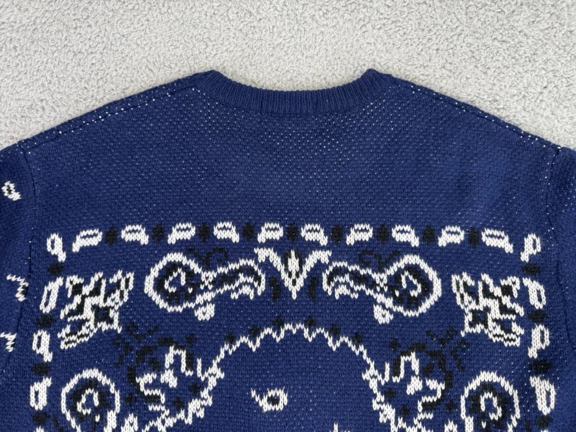 슈프림 반다나 니트 스웨터 네이비 상품이미지6