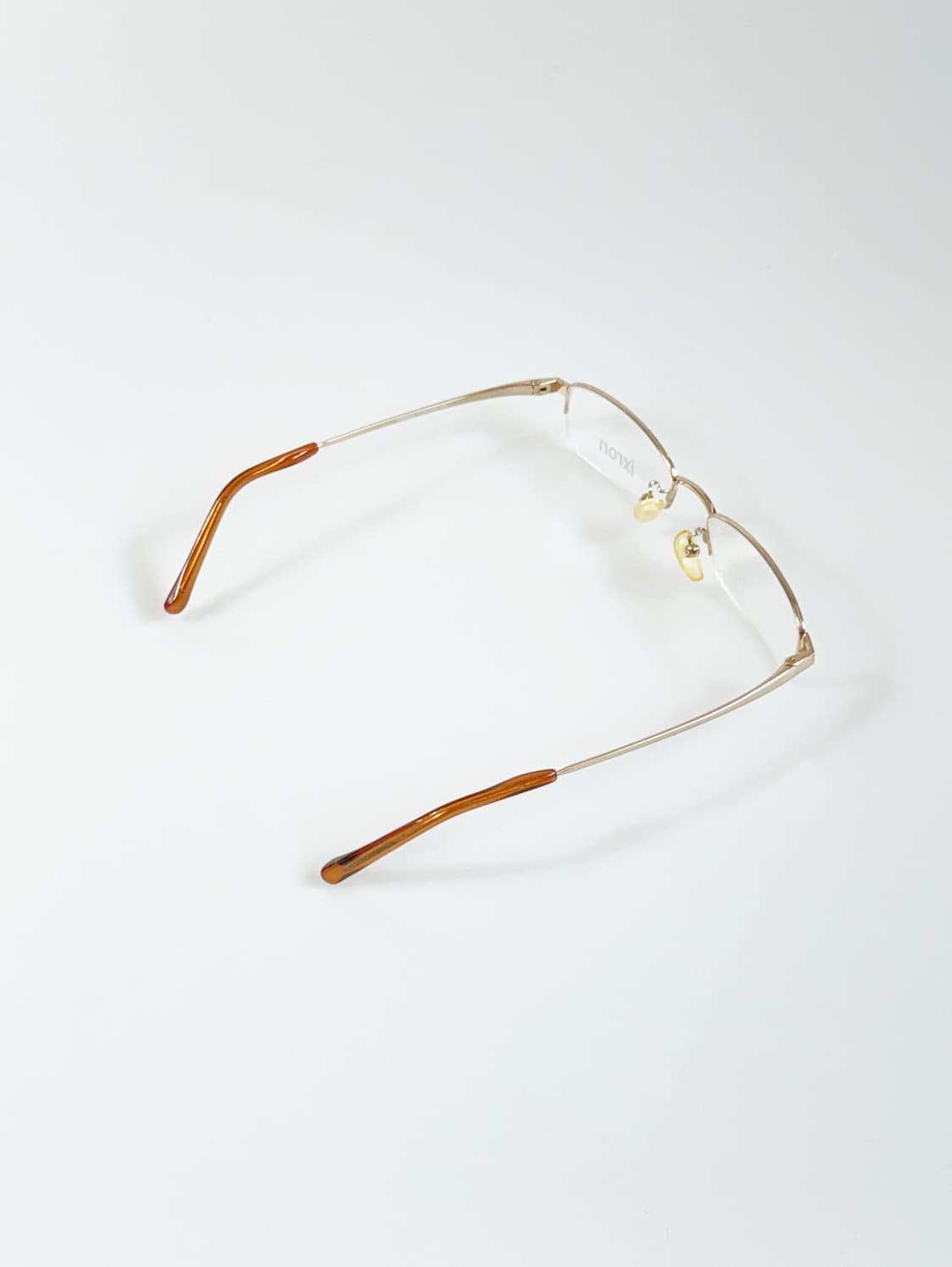 90s IXRON 골드 메탈 반무테 스퀘어 빈티지 안경 상품이미지4