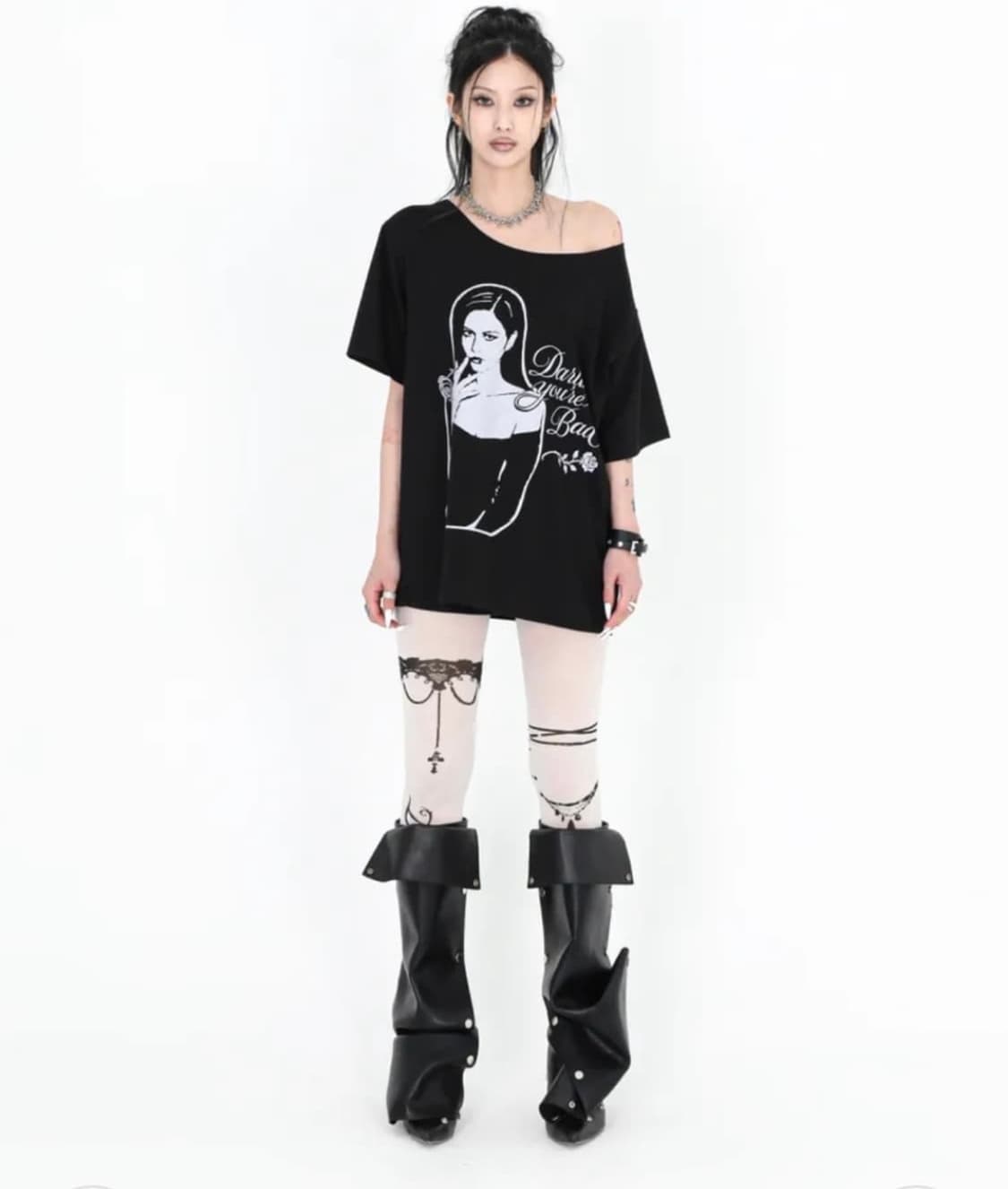 달링유어배드 SMOKING ROSE TEE BLACK 상품이미지2