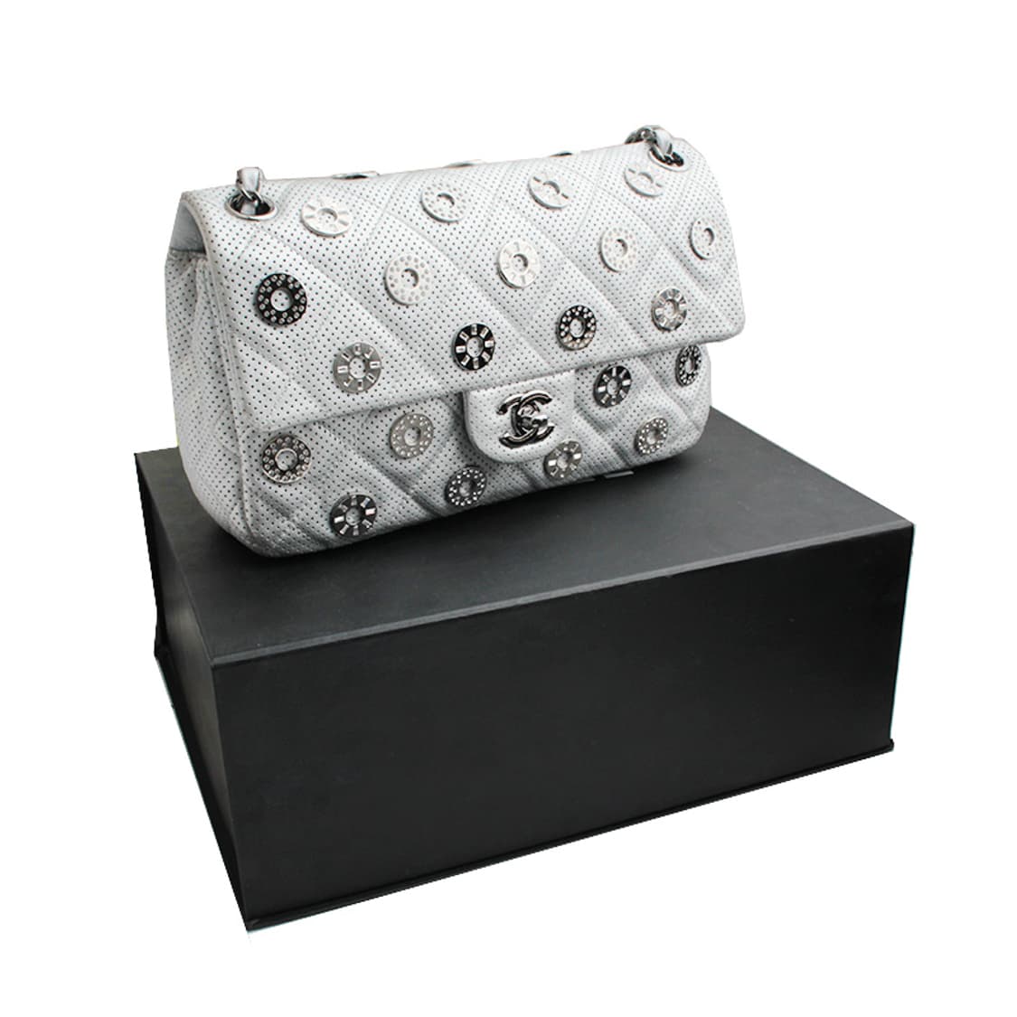 샤넬 메탈릭 실버 퍼포 참장식 은장 숄더백 (20번대) 상품이미지7