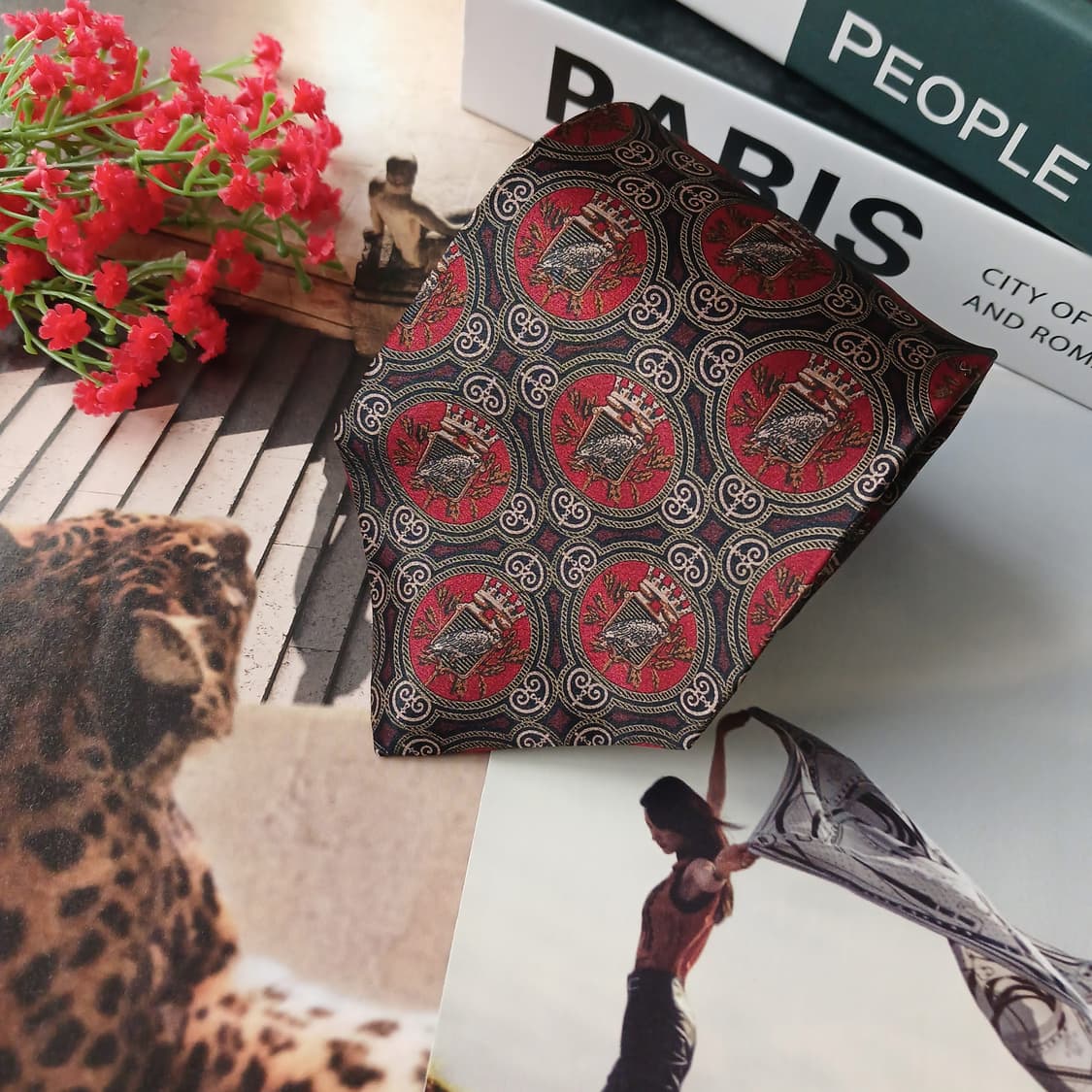 지안프랑코 페레 와인 매 모티브 패턴 넥타이 9cm S~A+등급 E928 상품이미지4