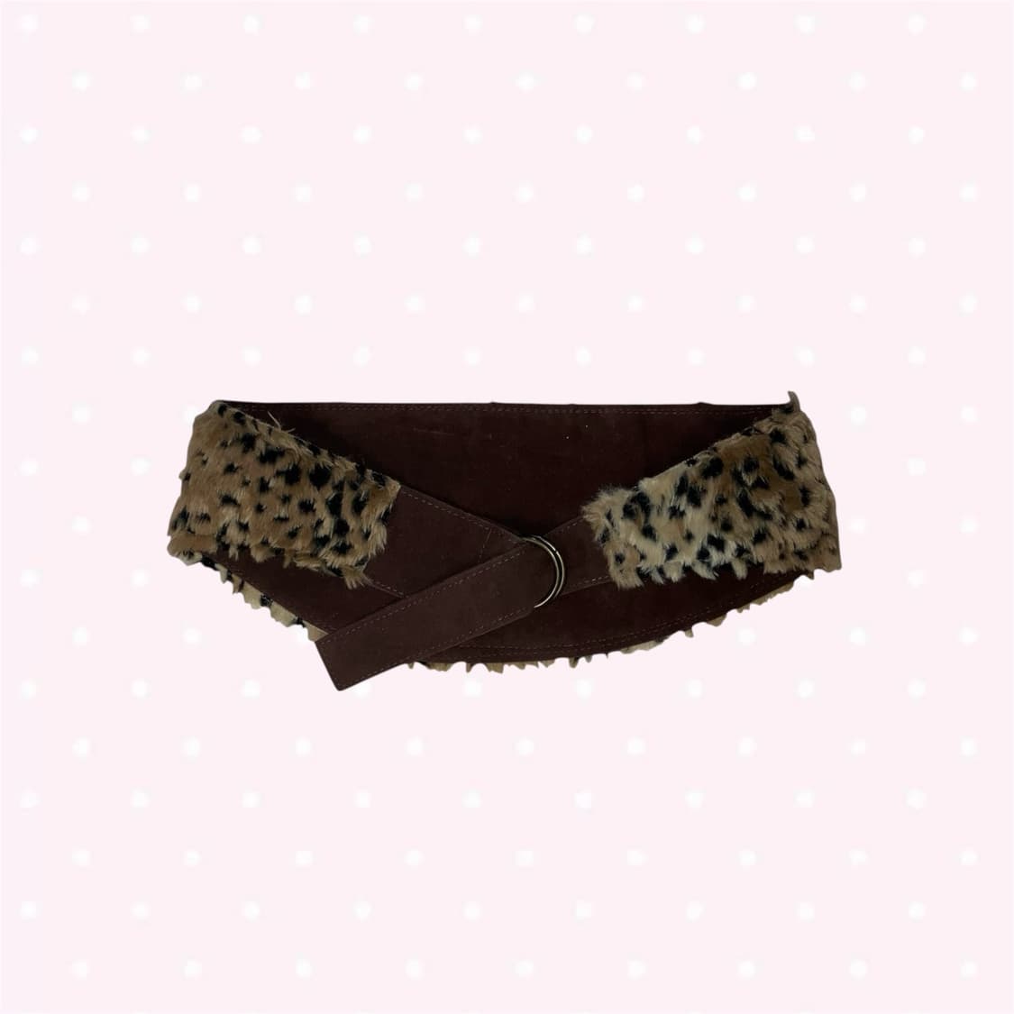 갸루 오네갸루 레오파드 퍼 트리밍 숏팬츠 & 벨트 set 상품이미지2