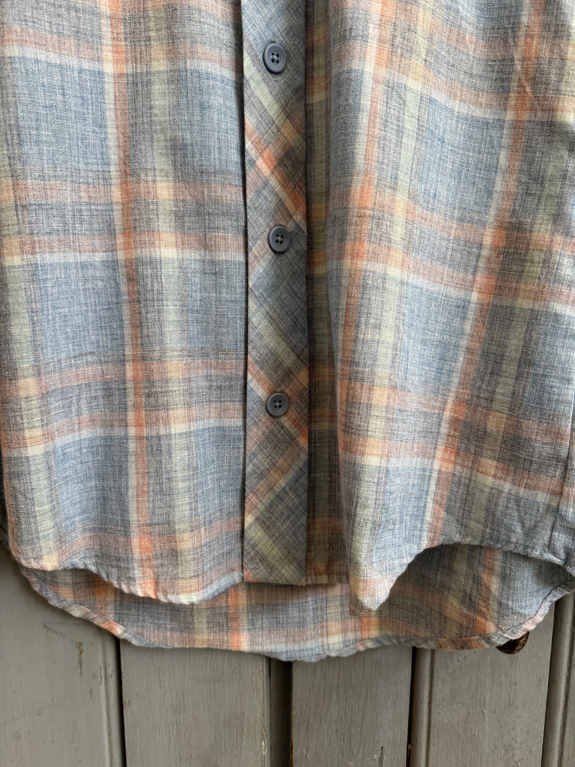 [S]70's Made in USA 체크 패턴 샴브레이 셔츠 상품이미지5