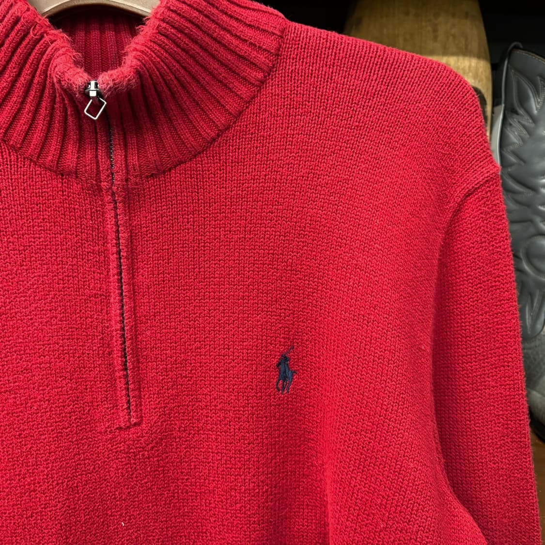 신형라벨 폴로 랄프로렌 디블립 하프집업 코튼 니트 스웨터 레드 N634 상품이미지5