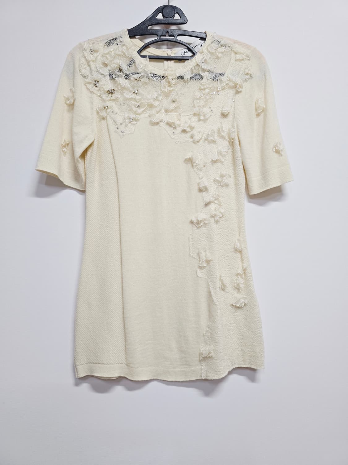 오브제  레이스 반팔 니트 상품이미지1