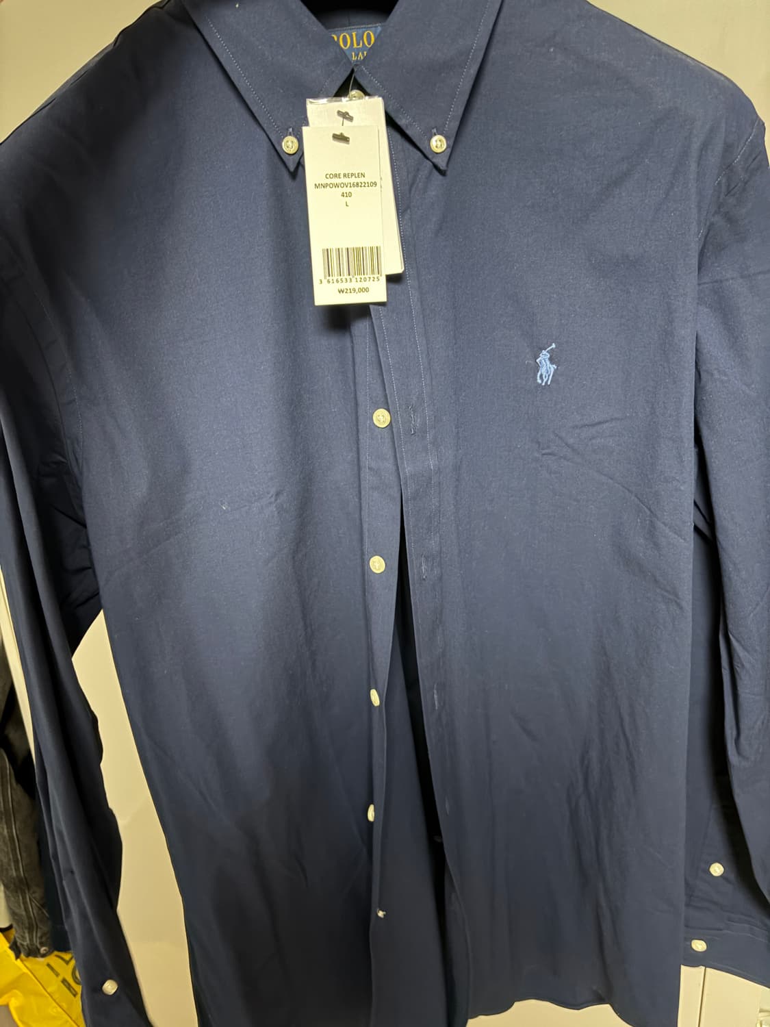 (새제품)폴로 랄프로렌 포플린 네이비 셔츠 커스텀핏 L 상품이미지4