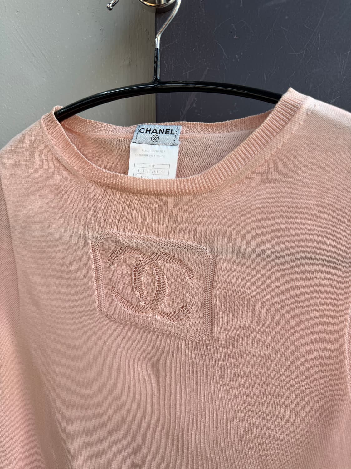 36/ 샤넬 03AW 프론트 빅로고 니트 반팔 상품이미지5