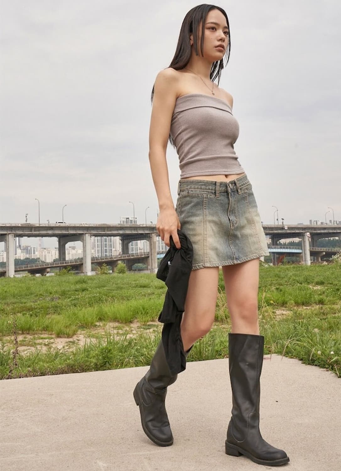 애즈온 REED WASHING LOW SKIRT S 상품이미지3