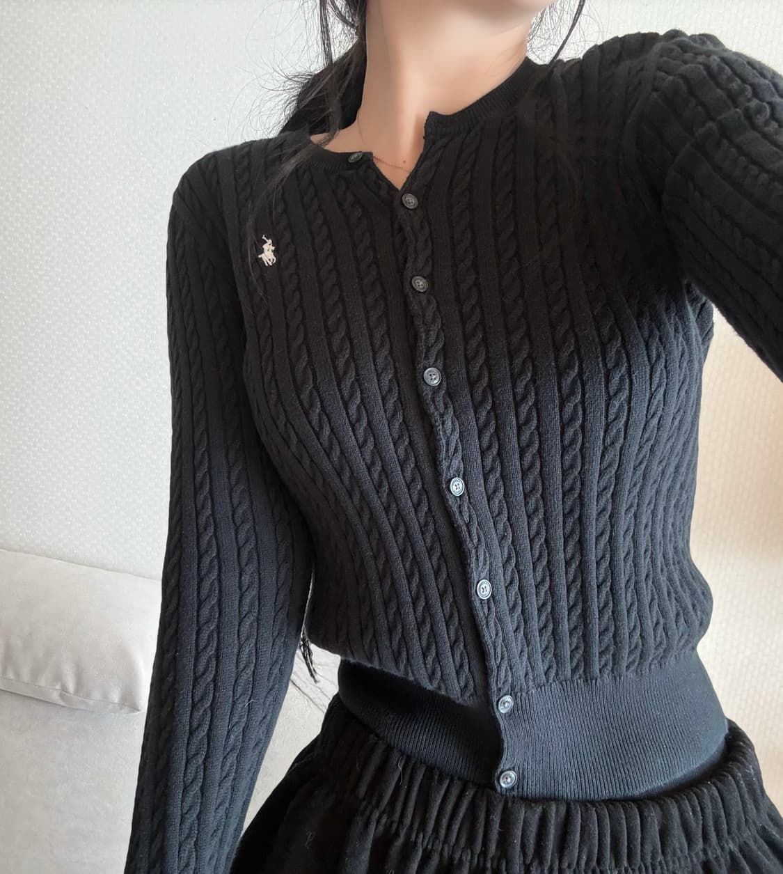 폴로 랄프로렌 걸즈 블랙 가디건 (qr) 상품이미지1