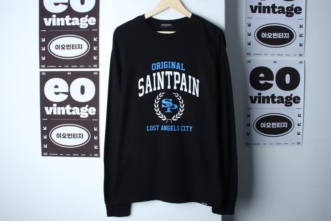 (M-XL) 세인트페인 긴팔티셔츠 빅로고 블랙 올드스쿨-H33456 상품이미지2