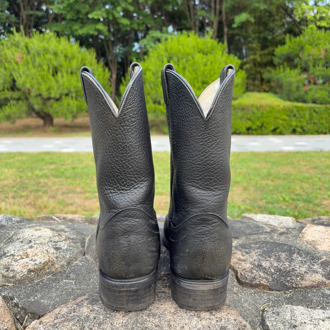Olathe Boots 블랙 레더 웨스턴 부츠 상품이미지4