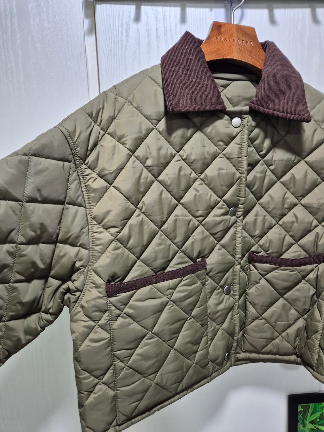 (세일)(새상품)ORO 오로 퀼팅 코듀로이 자켓 카키 상품이미지7