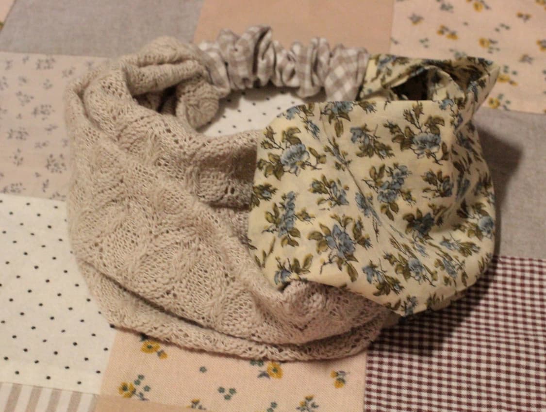 핸드메이드 베이지니트 크로스 헤어밴드 상품이미지2