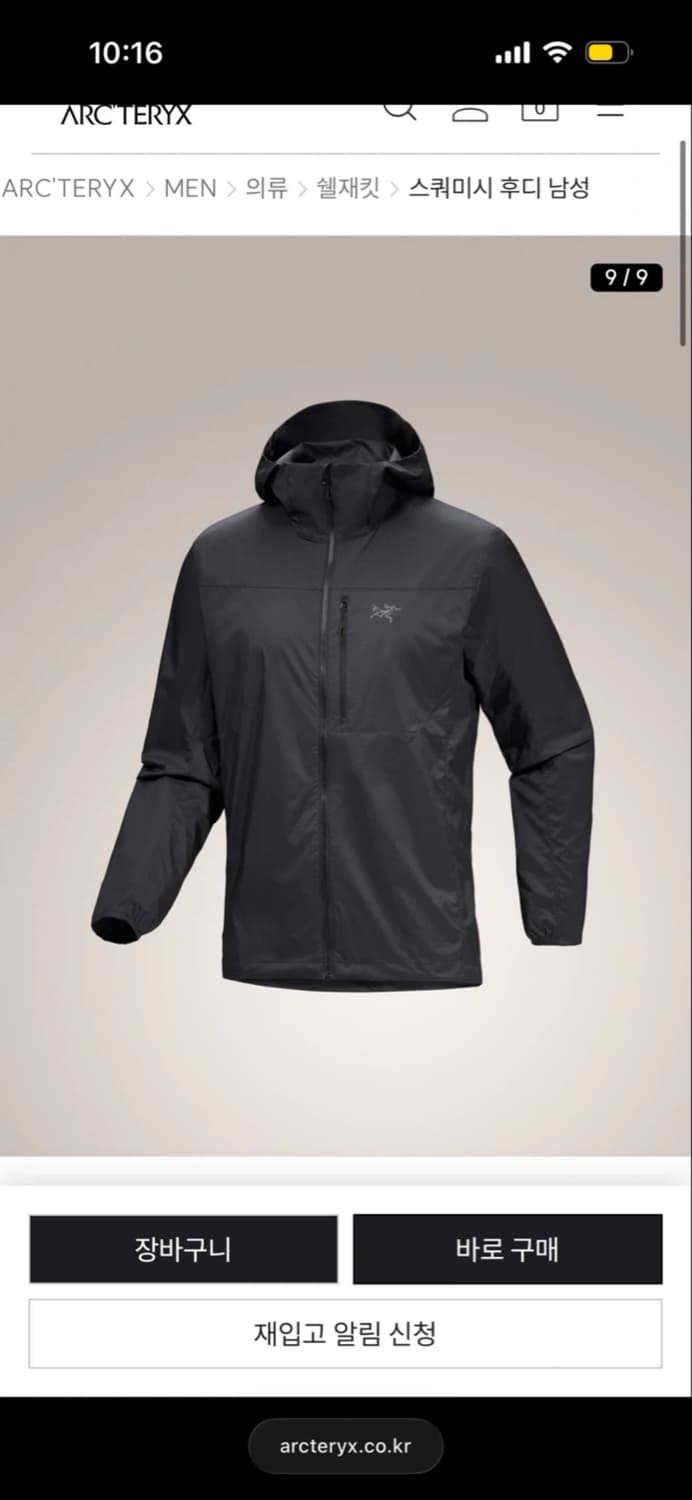 [새제품] 아크테릭스 스쿼미시 후디 블랙 L (품절) 상품이미지1