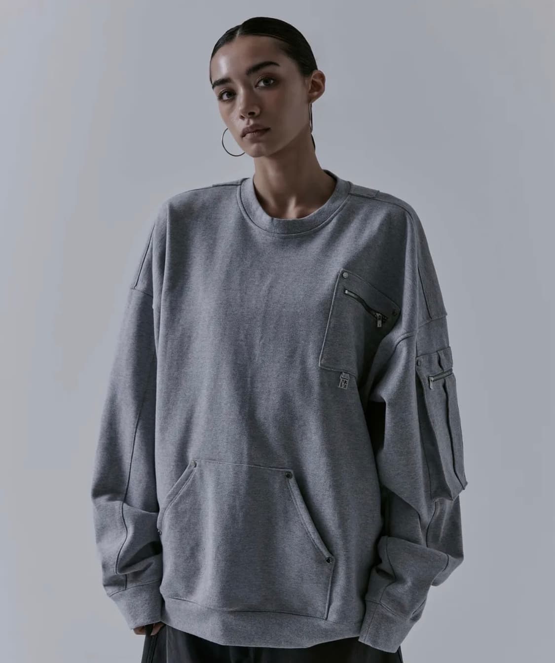트리밍버드 멀티 포켓 오버핏 스웻셔츠 상품이미지1