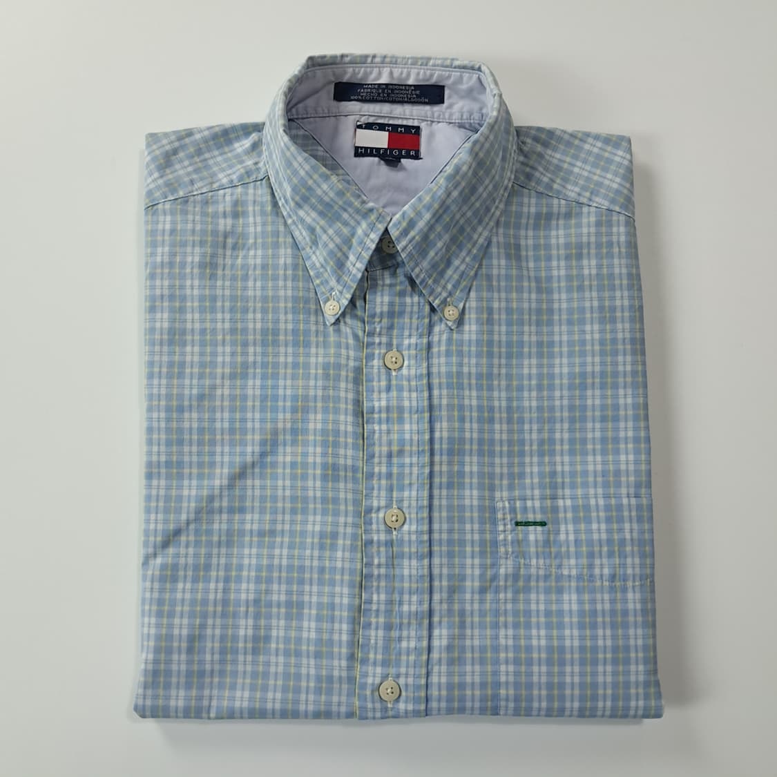 CJ310 2XL 타미힐피거 크레스트 스카이블루 체크 반팔 셔츠 남방 상품이미지7