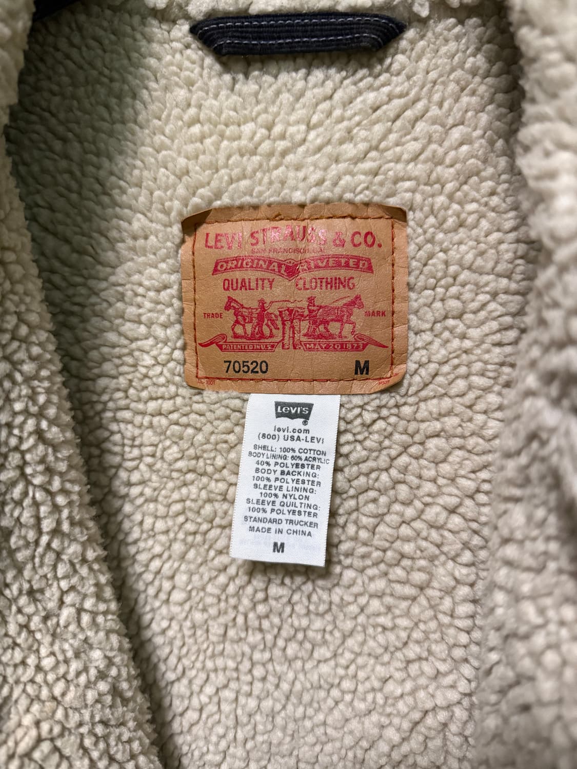 리바이스 70520 골덴 코듀로이 블랙 양털 아이보리 쉐르파 트러커 M 상품이미지7