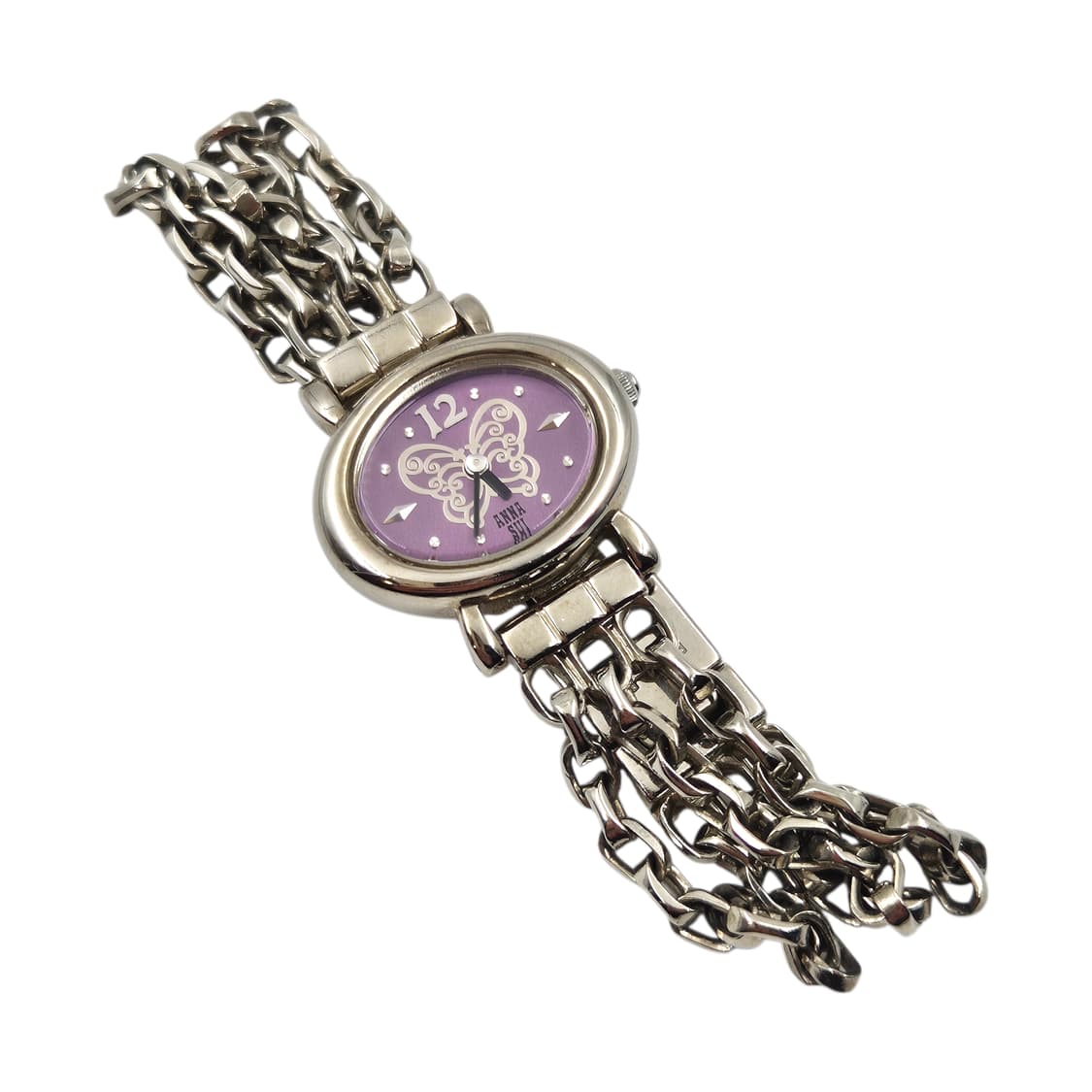 06s 안나수이 퍼플 나비 오발 체인 손목 시계 상품이미지4