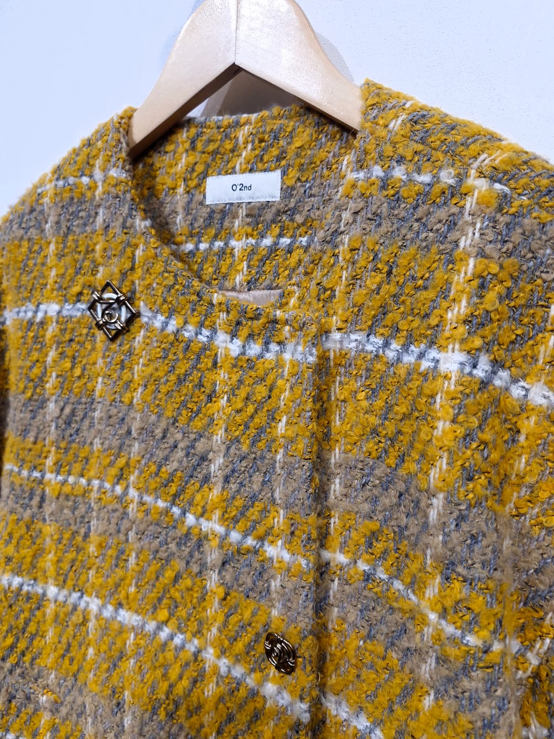 오즈세컨(O'2nd) 부클레 벨티드 체크 자켓 상품이미지4