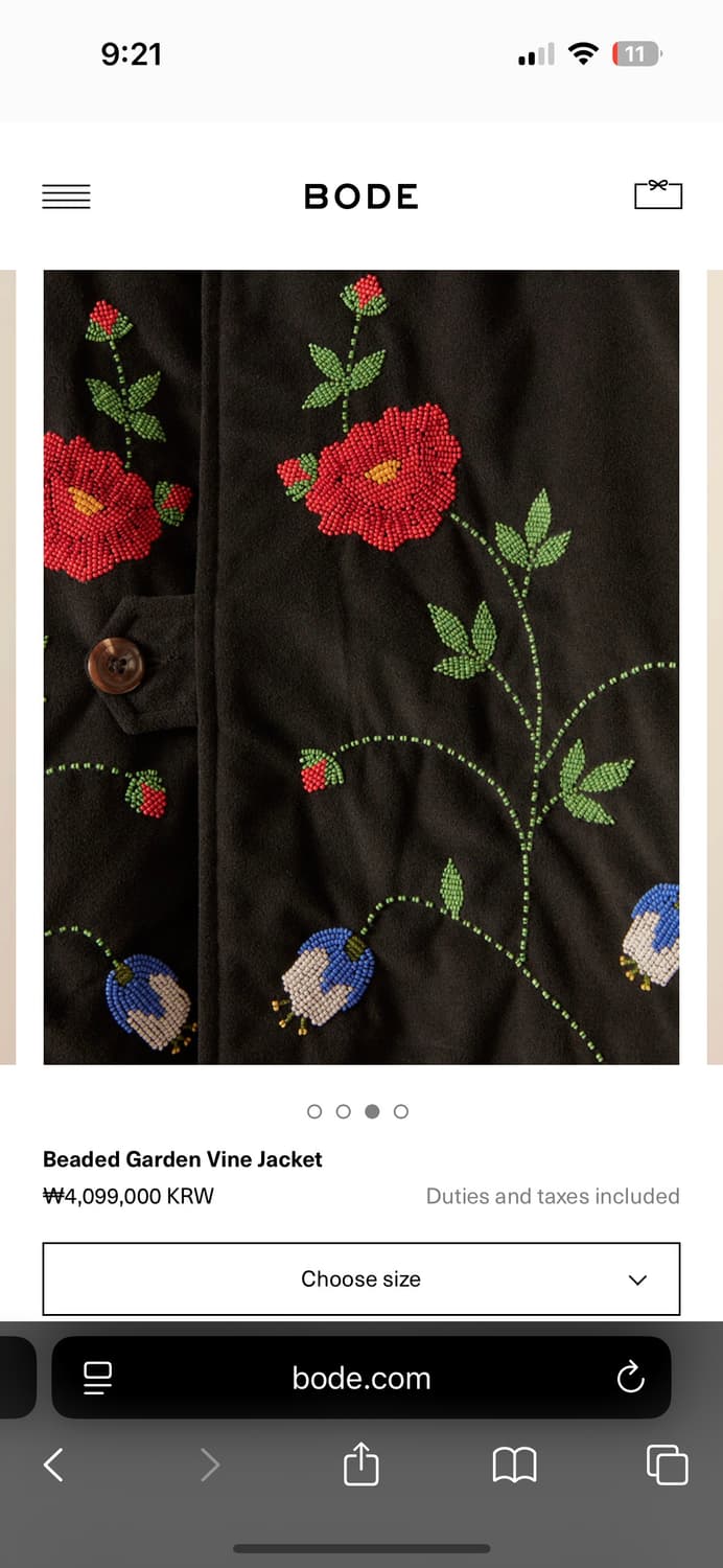 bode 보디 비즈 자수 자켓 beaded garden vine(M/L) 상품이미지4